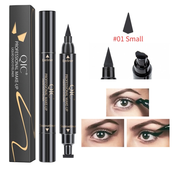 3st Bi-Wing Eyeliner, vattentät eyeliner Smetningssäker Snabbtorkande Smidig färgfri, 2-i-1 Cat Eye Pencil Flytande Eyeliner