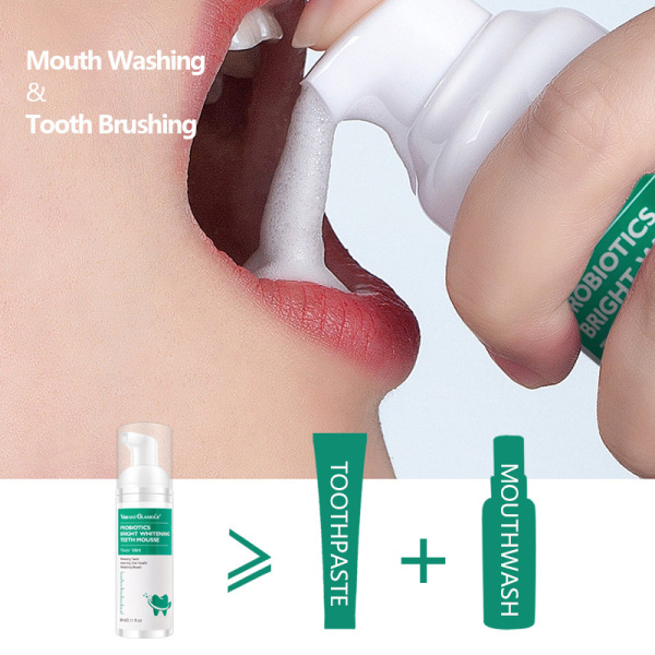 Tandmousse Tandkräm, Tandblekande tandkräm, Skumblekande tandkräm, Mousse Foam Djuprengörande tuggummi, Naturligt munvatten-60ML×3 förpackning