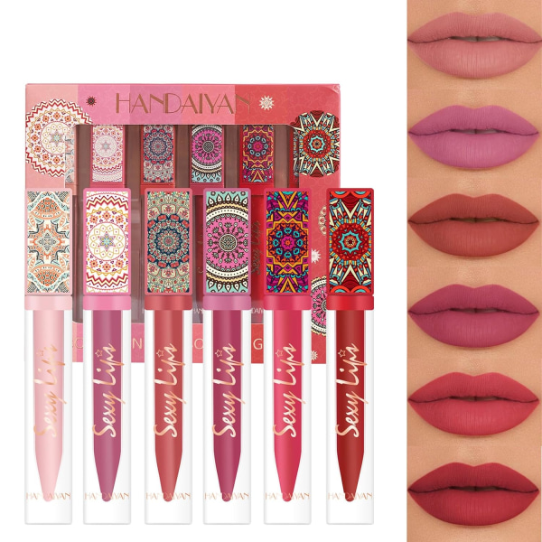 6 färger Matte Liquid Lipstick, Girl Lip Gloss, Waterproof Long Lasting Lip Glaze