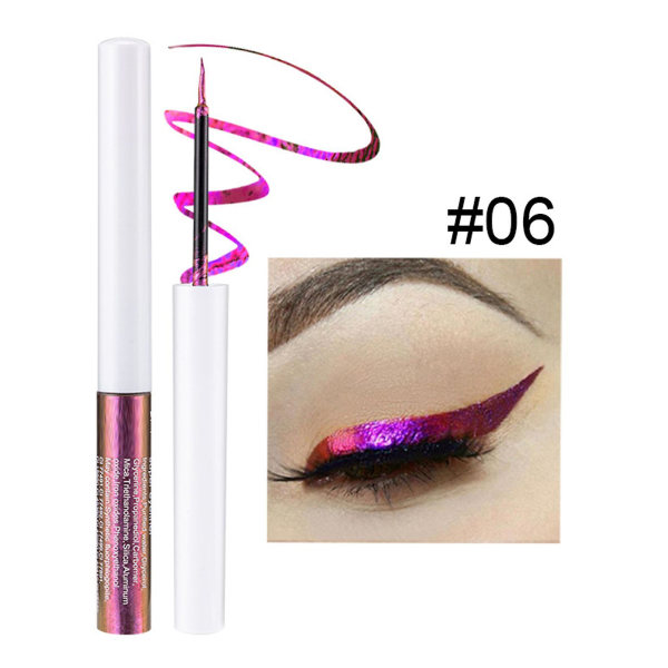 Chameleon Liquid Eyeliner, Guld Metallic Satin Högpigmenterad Färgad Multi Finish Glitter Eye Liner Eye Shadow Penna, #06