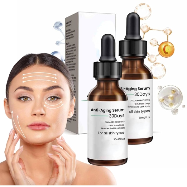 Anti-aging ansiktsserum ger näring och skyddar huden, 30 ml (2 st)