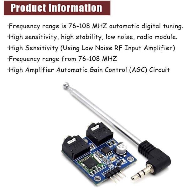 TEA5767 Stereo FM-radiomodul med 76-108MHZ teleskopantenne for Arduino