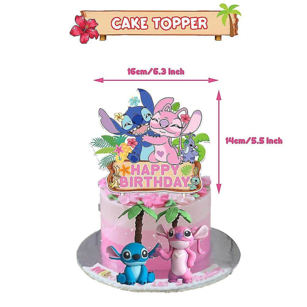 Lilo & Stitch -teeman syntymäpäiväjuhlatarvikkeet Ilmapallot Banner Kakkukoristeet Koristeet