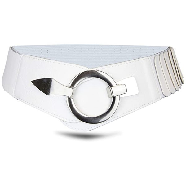 Waist belt (White) 6 cm wide hip belt with silver ring buckle, size