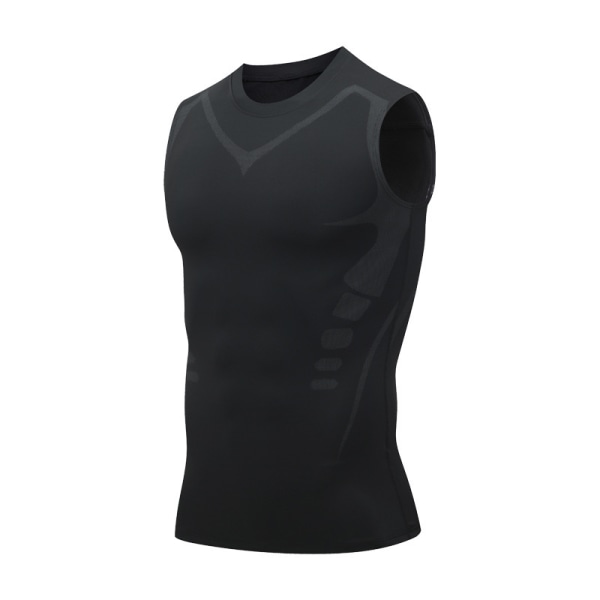 Ionic Shaping ærmeløs skjorte, vest i is-silke stof black2 black2 3XL