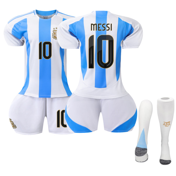 24-25 Argentina 3 stjerners barnesett for fotballdrakter Fotballklær nr. 10 Messi 24-25 24