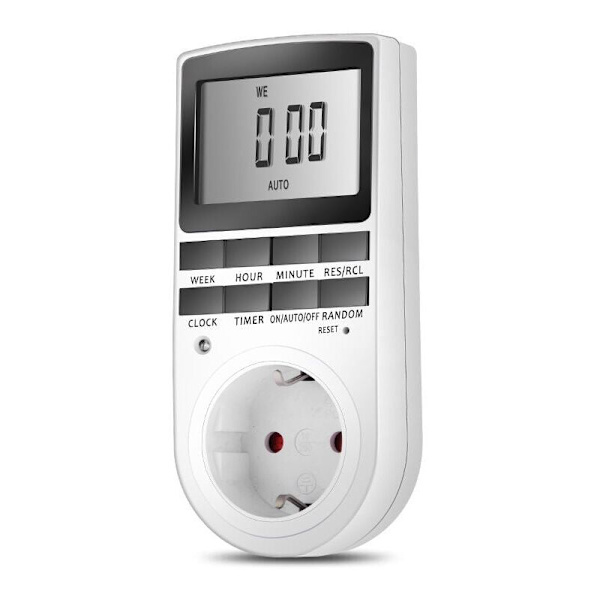 Digital programmerbar stikkontakt Ugentlig digital timer, LCD-display, energibesparende (1-pakke)
