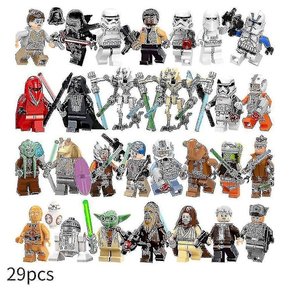 29 stk Star Wars Minifigurer Actionfigurer Byggeklosser Barnleker - WELLNGS