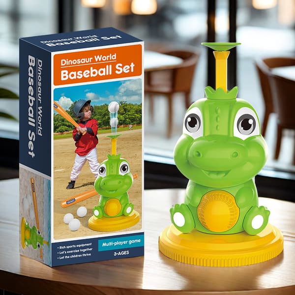 Dinosaur Baseball Launcher Sæt - Udendørs Fritids Baseball Legetøjsgave
