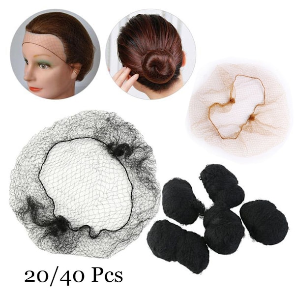 20/40 stk usynlige hårnett, fint mesh, svart black 20 Pcs
