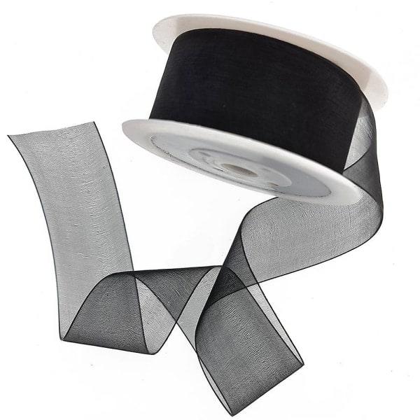 25m Musta 40mm Leveä Kudottu Reuna Organza Nauha | Askarteluun[qb]
