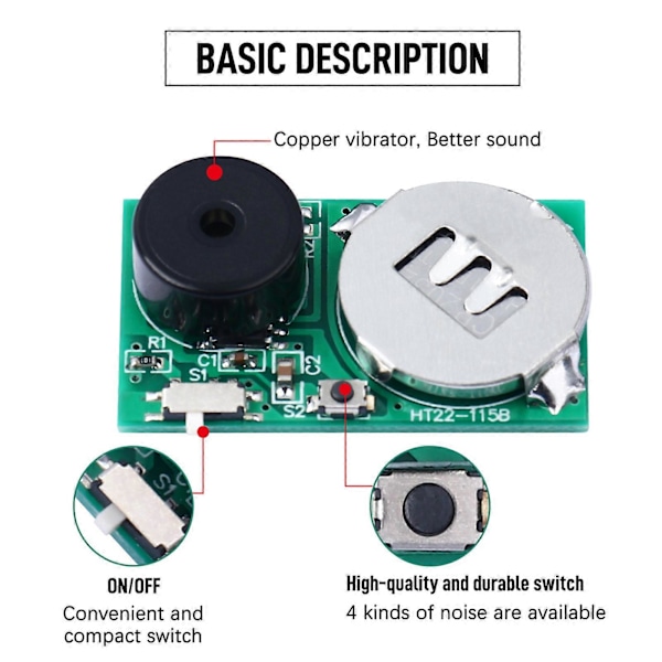 Cricket Ljudgenerator Skämt, Irriterande Mini PCB Pipande Flera Månader, Dold Ljudgenerator för Vuxna db