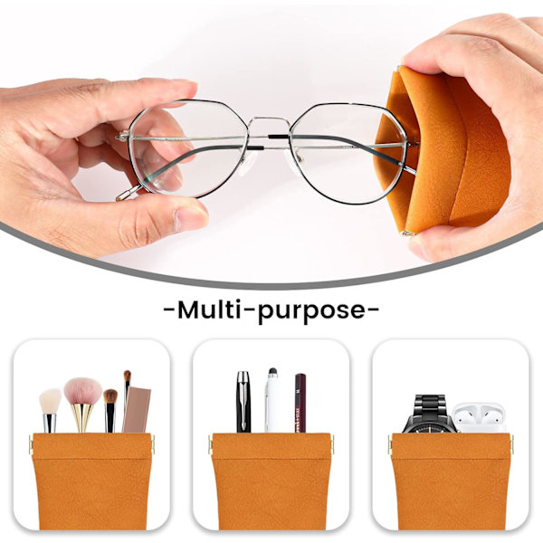 3-pack bärbar reseväska i PU-läder med mjukt klämfäste för solglasögon, läsglasögon och glasögonfodral för kvinnor, män och barn Style 1