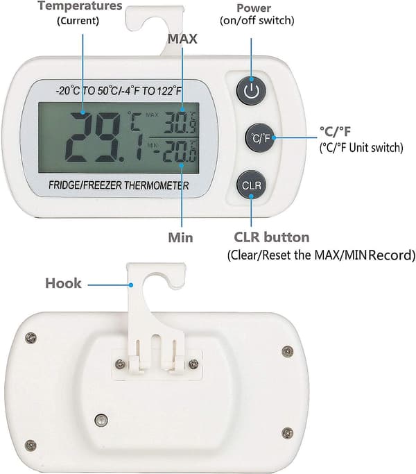 PCS Digital Kyl Frys Termometer Temperatur -20 till
