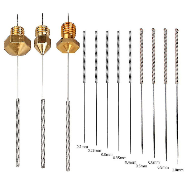 3D-skrivarmunstycksrengöringskit 0,2 mm-1 mm munstycksnålsrengöringskit (ruipei)