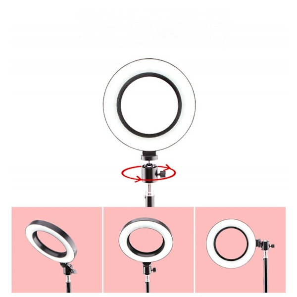 26cm LED-ringlys for sminke, ringlys for video, studio, sminke, dimbar 3 lysmoduser, enkel å bære og installere