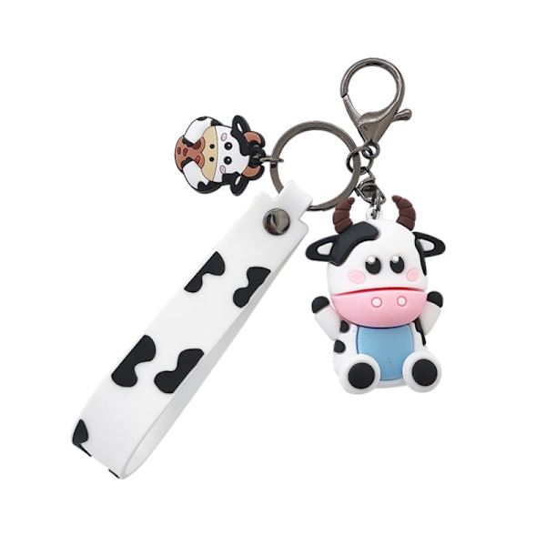 (White Cow) Cute Cartoon Cow Keychain Key Chain - Suitable for Kids Girls Ladies Couples Gifts