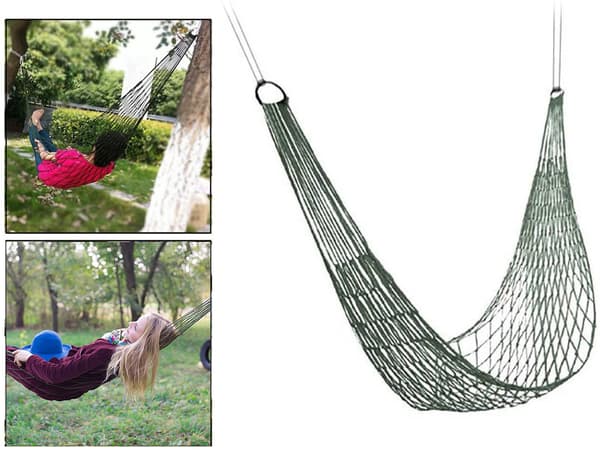 Bärbar Nylon Hängmatta Stor Mesh Sovplats Utomhus Trädgård Resa Camping[qb]