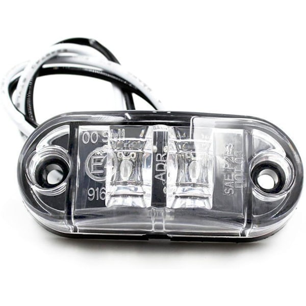 10X 2 LED Sidemarkerlys 12/ 24V Tilhenger Sidelys Advarsels Hvit Lys for Lastebil Bobil Caravan White
