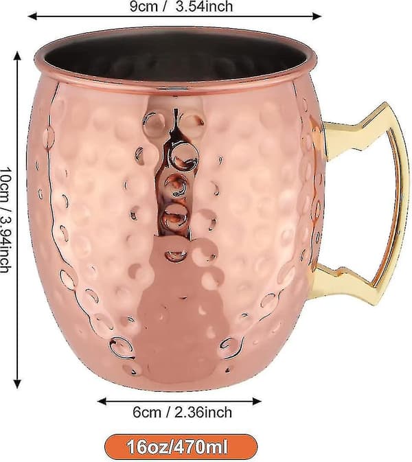 Kopparmugg Set om 4 Kopparmuggar, Kopparmugg för Moscow Mule Cocktail, 47 cl Presentförpackning