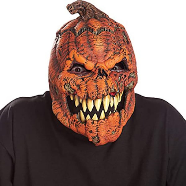 Nyhet Latex Pumpa Mask Full Head Med Rörlig Käke Vuxen Halloween Mask Prank Prop