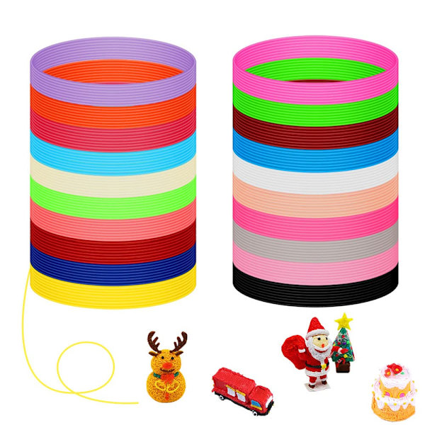 3D Pen PLA Filament 1,75 mm 3D Printing Pen Filament 20 Farver 3D Pen Filament Refill til Børn 3D Blyant Filament til Tegning 5m Per Rulle Lefou