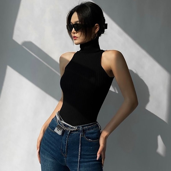 Turtleneck strikkegenser Off Shoulder Tops RØD ed