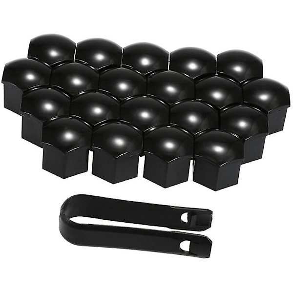 20 stk Universal 21mm hjulmutterbeskytter Plating Lug Nut Caps Skruer Beskyttelse Svart
