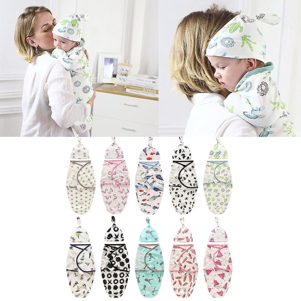 Baby + lue Cocoon Wrap bomullssvøppose Black panda L