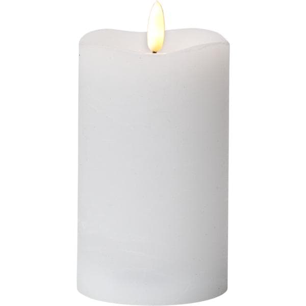 Blockljus Flamme 15 cm LED med timer, vit Vit white