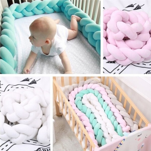 Baby Soft Knot Cushion Braided Crib Bumper Decorative - Perfet Gray