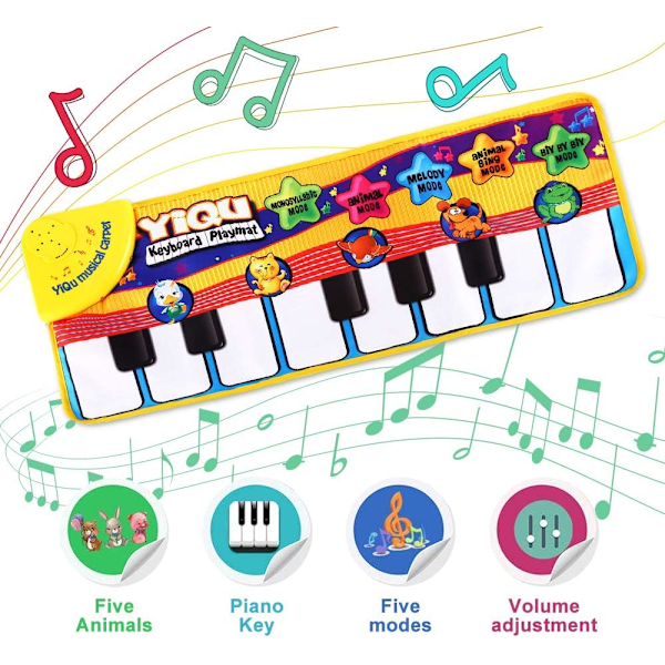 Lasten lelu Piano-matto 1-3 vuotiaille pojille ja tytöille, 5 eläintä