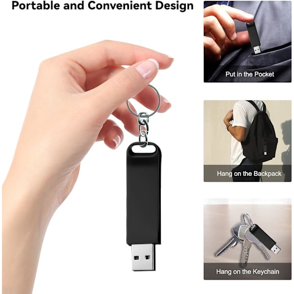 USB-minnepinne, etui, robust og dråpesikker, egnet for PC-er/nettbrett/bærbare datamaskiner, mobiltelefoner med USB-C-kontakt 128g