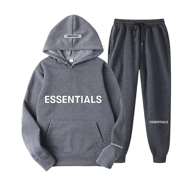 Lanhu Essen-tials Huppari Fear Of God Kirjain Haara Linja Huppari Unisexille Tummanharmaa Dark Gray XL