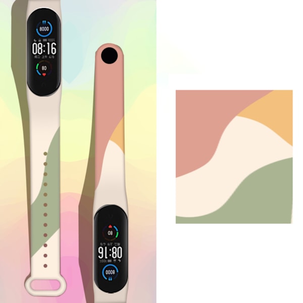MH Fargerik stropp kompatibel med Xiaomi Mi band 3/4/5/6 Myk TPU håndleddsstropp erstatningsarmbånd