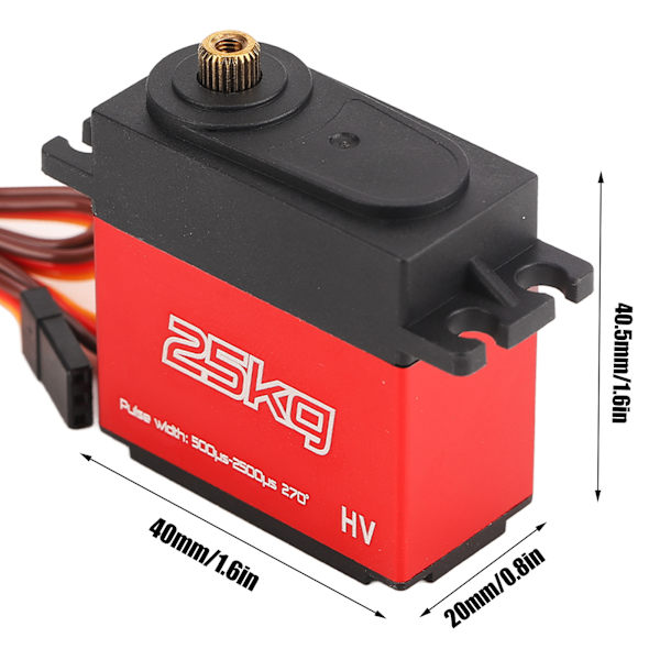 25kg digitaalinen servo, vedenpitävä, hiljainen, suuri vääntömomentti, 270 astetta, 25T metallivaihteinen servo robottikäsivarsille ja RC-autoille