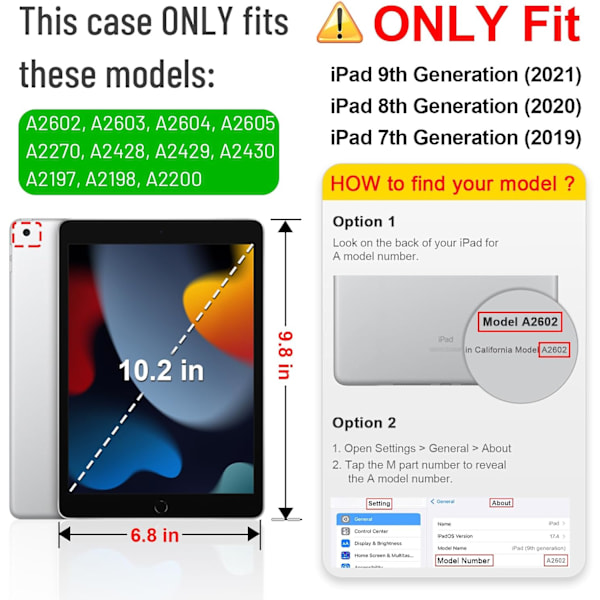 Rotationsetui til iPad 9. generation (2021) / 8. generation (2020) / 7. generation (2019) 10,2 tommer - 360 graders roterende stativcover sort