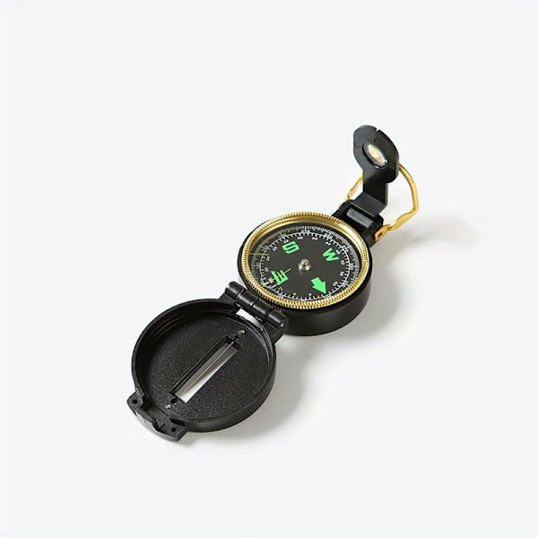 1pc Multifunktionell Flip-Top Kompass, Hållbart Navigeringsverktyg För Vandring & Camping Green
