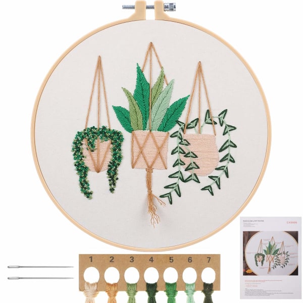Full Range Broderikit för Nybörjare, DIY Korsstygnsbroderi Kit för Vuxna Nybörjare (Plantera Blommor)