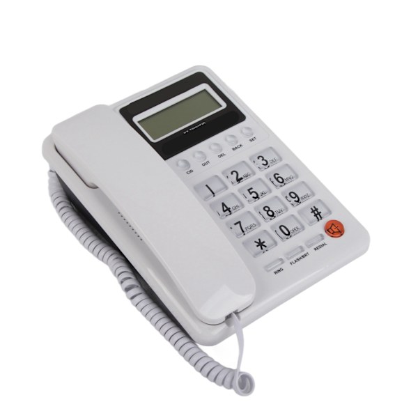 KXT8001CID fasttelefon med ledning, fasttelefon for hjem og hotell med LCD-skjerm, oppringingsfunksjon, FSK DTMF (hvit)