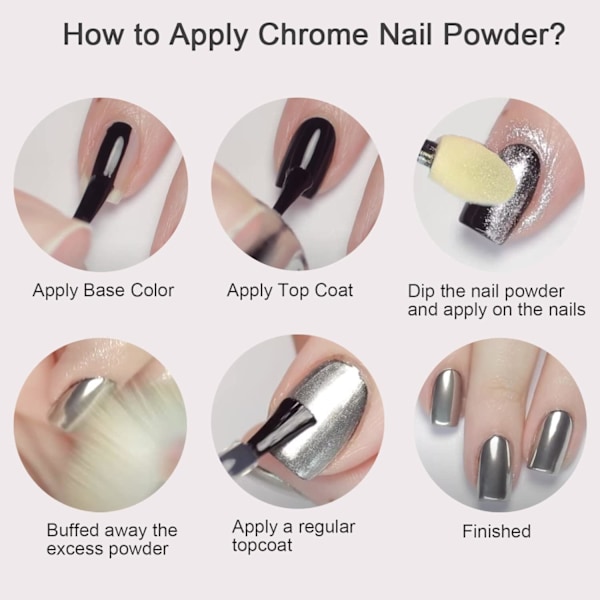 6 Färger Nagelpulver DIY Nageldekoration