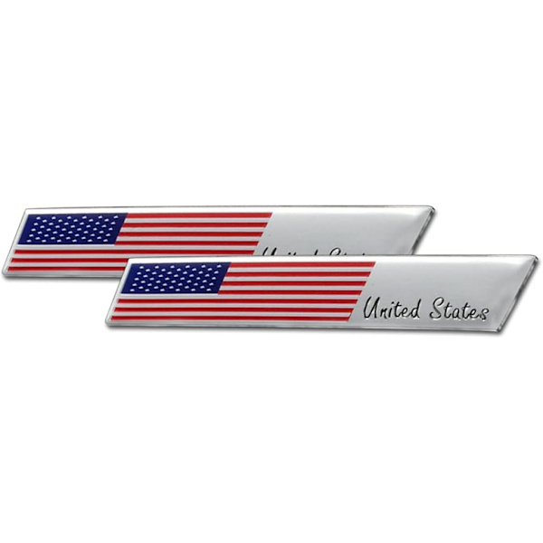 3D Aluminium Alloy Amerikansk US Flag Dekal, 2 stk. 3,8\" X 0,6\" Patriotiske Stjerner Striber