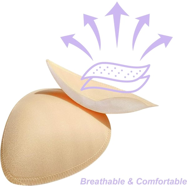 4 paria rintaliivien sisäpehmustetta, irrotettava urheilurintaliivin kuppikolmio Beige Beige C/D