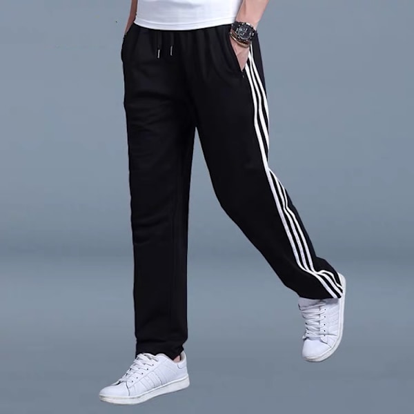 Afslappede joggingbukser til mænd, løs pasform, plus size, lige ben, dybblå (bt) Deep Blue L