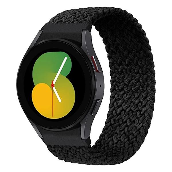 Ingen huller rem til Samsung Galaxy Watch 4/5/6 44mm 40mm 4 classic 46mm Flettet solo loop rem Armbånd Galaxy 5 Pro 45mm rem Sort Black L