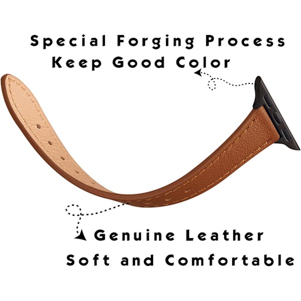Hoikka nahkahihna, yhteensopiva Apple Watch Band 38 mm, ruskea mustalla Brown with Black 38mm/40mm/41mm
