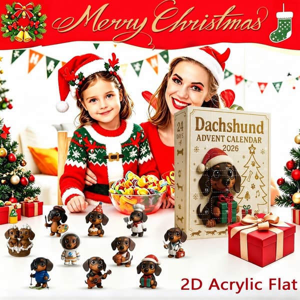 Gravhund Julekalender 2026, 24-dages Akryl Nedtælling Blind Box Gave