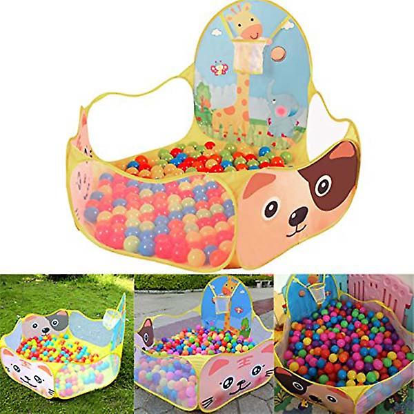 Baby Ball Pit Baby Leketelt Bærbar Baby Ball Pit Basseng Og Basketballkurv Dyretema