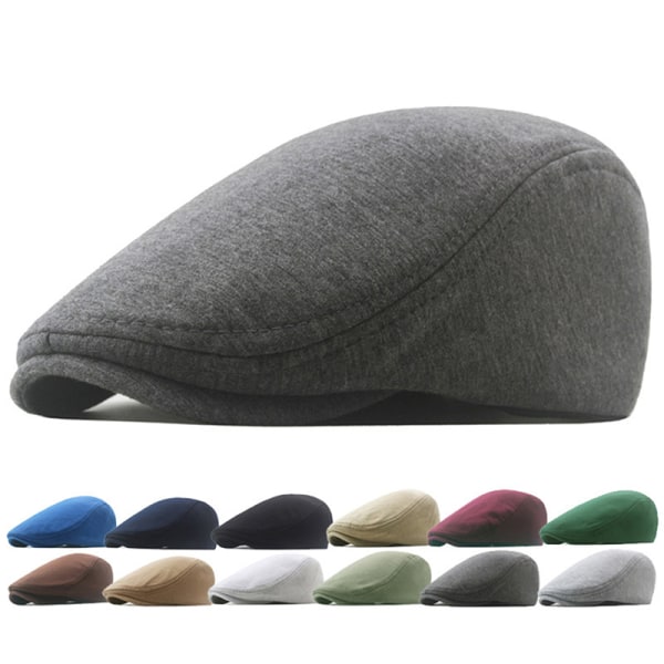 1 stk. Bomuldshatte til mænd og kvinder - Blød, afslappet beret - Ensfarvet unisex - Beige Beige one size