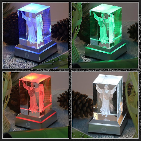 Led-lysbase for krystall 3d glasskunst fargerik opplyst firkantet stativ displayplate flat